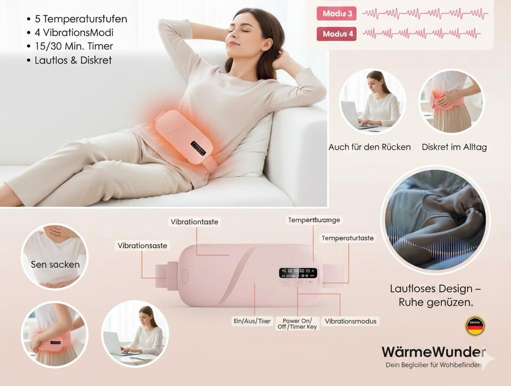 Tectora Perioden-Wärmegürtel – Sanfte Wärme & Vibration für den Unterleib